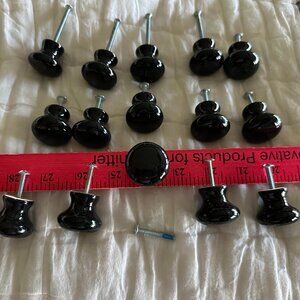 Set of 15 Black Porcelain Drawer Knobs